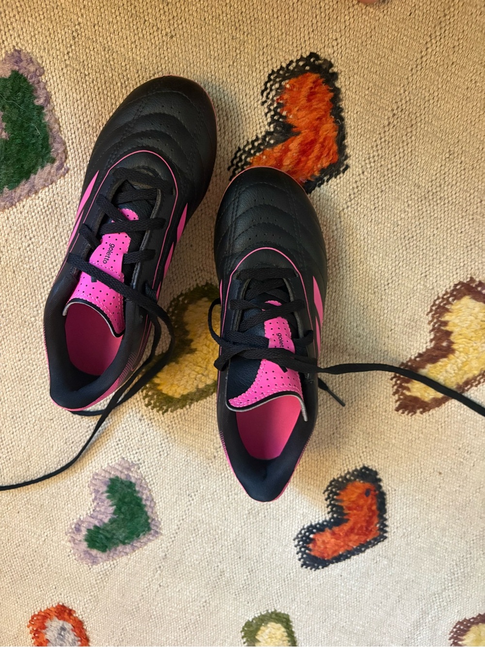 adidas Kids Black and Pink Goletto cleats
